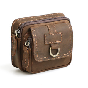 Pochette de ceinture vintage en cuir véritable pour homme, sac banane en cuir de vachette pleine fleur, étui de téléphone EDC, organisateur, vente en gros - Product Image 6
