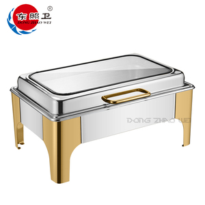 Plats de service en or et argent pour la restauration, plats de luxe pour buffet d'hôtel avec chauffe-plats, plats de service pour <span class=keywords><strong>chef</strong></span> - Product Image 1