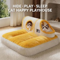 Offre Spéciale : Lit pour Chat Solide et Tendance, Tanière Tunnel, Tapis de Couchage Universel Quatre Saisons Multi-trous Lavable pour Chiens et Chats