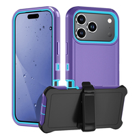 MOQ 500 Étuis robustes 3-en-1 avec clip ceinture et béquille pour iPhone 18 Pro Max, 17E, 16E, 16 Plus – Coque de protection en plastique renforcé