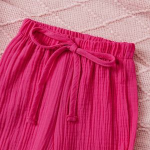 Nuovo Set Primaverile e Autunnale <span class=keywords><strong>per</strong></span> Ragazze: Canotta Tinta Unita + Camicia + Pantaloni in Crêpe + Cintura + Fascia <span class=keywords><strong>per</strong></span> Capelli - Product Image 6