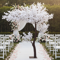 Grand arbre artificiel de cerisier en fleurs, fait main, avec feuilles en soie, sur pied, pour mariages, décoration intérieure, arbre à vœux
