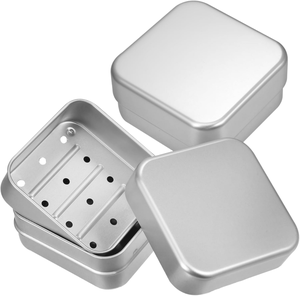Portasapone da Viaggio in <span class=keywords><strong>Alluminio</strong></span> con Coperchio; Porta Sapone Quadrato, Portatile, Impermeabile in Metallo, Adatto per Casa o Viaggio - Product Image 1