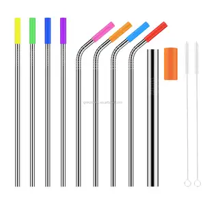 12-Pack Glass Straws, Reusable Glass Drinking Straws, 7.8 Inch Long,  Including 6 Straight And 6 Bent With 4 Cleaning Brush, Clear Glass Straws  Reusabl