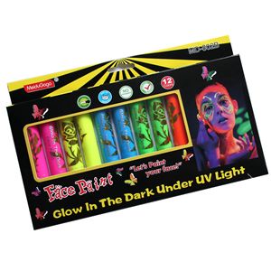 Kit de peinture corporelle lavable à 6 couleurs, crayons de peinture UV pour le visage, pour le maquillage de festival - Product Image 6