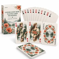 Livre d'or personnalisé en cartes à jouer, thème Mariage, Motif Vœux de coquelicot d'Oregon, Portrait de couple aquarelle, Personnalisé, 5787mm, Papier couché artistique 300gsm