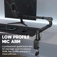 Bras de support de bureau réglable à profil bas pour diffusion, avec filetage 3/8" ou 5/8", bras peu encombrant pour positionnement sous le moniteur