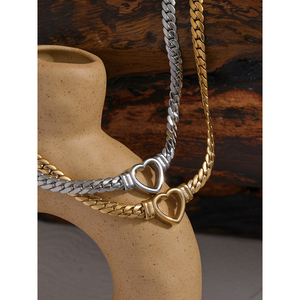 JINYOU 1406 <span class=keywords><strong>Collar</strong></span> de Acero Inoxidable con Cadena Cubana Gruesa Impermeable, Diseño de Corazón, Chapado en Oro de <span class=keywords><strong>18k</strong></span>, Joyería de Declaración de Amor - Product Image 3