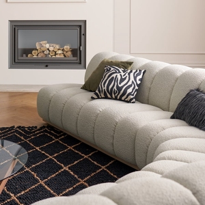 Ghế boucle trắng cho phòng khách sofa tròn đường cong Bắc Âu - Product Image 3