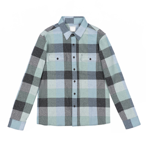 Camicie di flanella a quadri verdi di alta qualità italia per uomo personalizzabili in filo tinto Anti-rughe per la stagione autunnale - Product Image 1