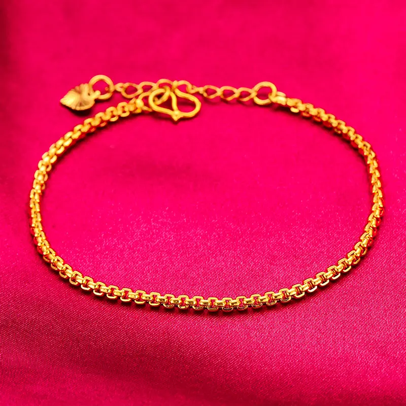 24k gold plated brass Chopin twist flat chain bracelet factory source supply wholesale for women