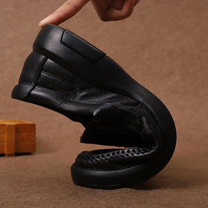 <b>Men</b> Genuine Leather Loafers Round Toe <b>Slip</b> <b>On</b> Breathable Walking <b>Shoes</b> - Product Image 3