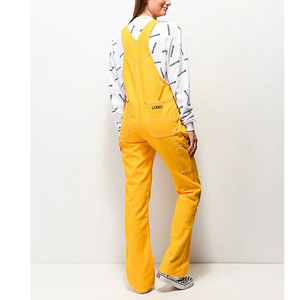 Salopette en denim sergé de coton jaune pour <span class=keywords><strong>femme</strong></span>, Combinaison et salopette pour <span class=keywords><strong>femme</strong></span>, Combinaison en jean une pièce, Playsuit - Product Image 5