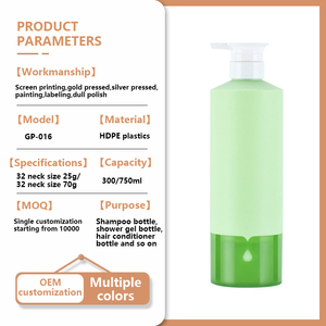 Bouteille de shampoing cylindrique HDPE 500/750ml bouteille de gel douche lotion vide en sérigraphie verte vente en gros - Product Image 3