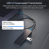 Pieza de accesorio para muebles altamente recomendada, concentrador Usb de 4 puertos 2 0 3 0, divisor de plástico móvil, USB, Color negro para ORDENADOR