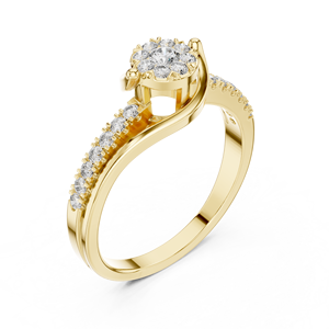Bague de luxe en or jaune pour femmes, bague de fiançailles en or massif 18 carats avec diamant naturel, bijoux fins pour anniversaire de mariage - Product Image 2