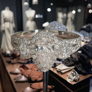 Anillos Ajustables de Oro Sólido de 14K Wuqie, Chapados en Rodio, con Corte de Pera, Certificados por IGI, Clásicos para Mujer, Diseño de Onda Irregular y Cara Ancha - Product Image 3