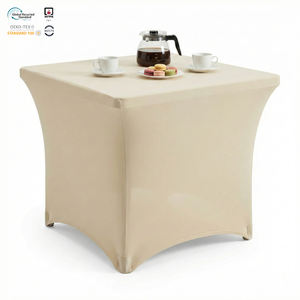 Funda de Mesa de Spandex Sólida de 8 pies, Elástica, Impermeable, Ecológica, con Logotipo Personalizado para Eventos - Product Image 1