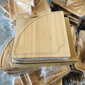 Tabla de queso de madera en forma de abanico, bandeja redonda para servir al aire libre con juego de cuchillo y tenedor para frutas - Product Image 3