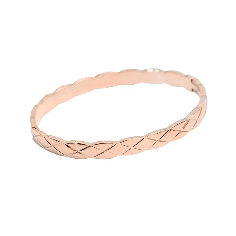 Wholesale customized stainless steel diamond grid bracelet 18k gold-plated rose gold titanium steel jewelry for womens bracelets