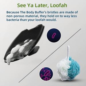 Eco Friendly Exfoliating Food Grade Silicone Oval Modern Body Scrubber Soft Bath Brush Shower Scrubber with <b>Hook</b> - Product Image 4