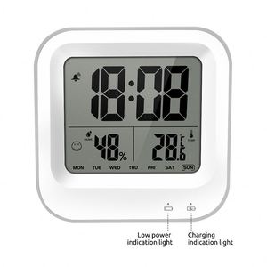 Fashion Home Electronic LCD <b>Cube</b> Alarm Clock Night <b>Light</b> Thermometer Hygrometer Calendars Backlight Rechargeable Battery Modern - Product Image 1
