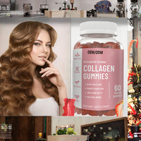 Bonbons gélifiés au collagène à la fraise, marque privée OEM, avec biotine et vitamine C pour la beauté des cheveux, de la peau et des ongles