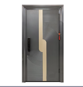 Ensemble Skyland Double porte d'entrée en bois de style français avec pivot en fer forgé en fibre de verre et acier - Product Image 1