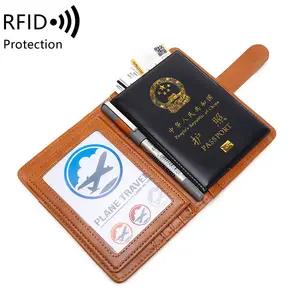 High Quality RFID Leather Card Wallet Passport Pouch with SIM Passport Cover Luxury Leather Passport Holder