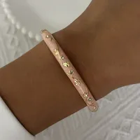 Bracelet Rinhoo élégant en émail givré à texture florale, plaqué or, tendance, avec strass floraux, pour femme, bijou de fête