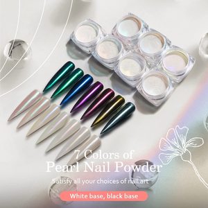 Juego de 2/6/7 piezas de polvo de perlas para decoración de uñas, efecto espejo, pigmento brillante cromado, gel de uñas con brillo, polvo de uñas Aurora <span class=keywords><strong>Moonlight</strong></span> - Product Image 2