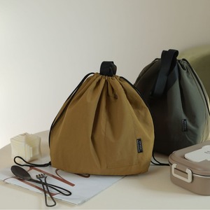Lunch Bag Nylon Insulated Drawstring Large Capacity Office Use Grey Stone Green <b>Khaki</b> Midnight Black - Product Image 3