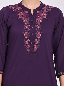 Top de algodón con cuello mandarín para mujer - Product Image 5