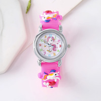 Montre pour enfants, montre de dessin animé 3D, cadran arc-en-ciel, montre analogique étanche pour filles avec mouvement à quartz, cadeau de Noël pour enfants