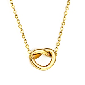 Collares Apilables de Acero Inoxidable con Cadena de Eslabones, Joyería de Moda para Mujer, Chapado en Oro de 18K, Collar con Colgante de Nudo Simple, para Regalo - Product Image 4