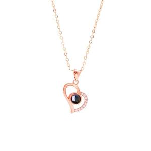 Lüks Özelleştirilebilir 'Seni Seviyorum' Metal Kalp Kolye 100 Dil Projeksiyonlu Budist Anı Hediyesi Anneler Günü - Product Image 6