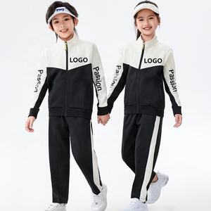 Setelan jaket tenis lengan panjang pria, setelan celana jaket tenis lengan panjang dengan Logo desain kustom warna merah putih, baju joging dan lari - Product Image 4