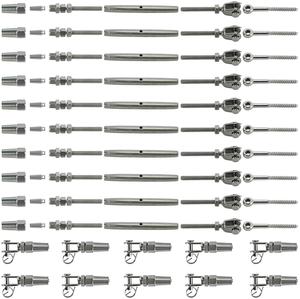 केबल रेलिंग किट टॉगल टर्नबकल और अंत Tensioner 1/8 इंच केबल रेलिंग के लिए फिटिंग हार्डवेयर T316 स्टेनलेस स्टील - Product Image 1