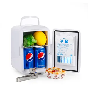 electriqミニ冷蔵庫 Suppliers-4 L/6缶AC/DCポータブル熱電クーラーおよびウォーマー冷蔵庫車の冷蔵庫トラック、食品、寝室用の小型ミニ冷蔵庫