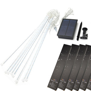 Energia solare colorata impermeabile albero LED goccia meteorite pioggia 8 tubi all'aperto giardino decorazione di natale luce - Product Image 6