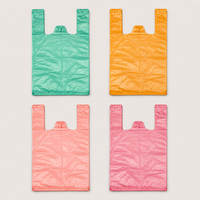Sac d'emballage personnalisable, durable et réutilisable en PE thermoscellé pour T-shirts et courses, avec poignée gilet, impression de logo et gravure sur mesure