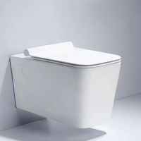 Vente en gros, filigrane, certificat CE, articles sanitaires modernes, forme carrée, 180mm, p-trap, lavage sans bords, toilettes murales suspendues