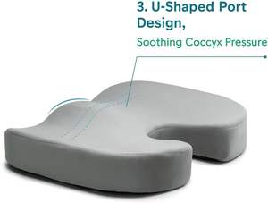 Coussin de siège ergonomique en mousse à mémoire de forme pour le coccyx, soulage les douleurs lombaires, des hanches et du coccyx pour les conducteurs de voitures et de bus - Product Image 3