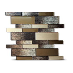 Mosaicos de cristal hechos a mano marrones rectangulares grandes de estilo <span class=keywords><strong>vintage</strong></span> de fabricación de Foshan para diseño de pared de baño - Product Image 1