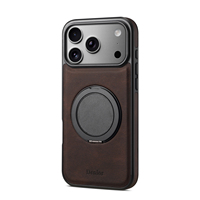 Étui de téléphone en cuir PU avec support rotatif à 360 degrés, support magnétique pour voiture, cadre en TPU noir mat, coque arrière en PC pour iPhone