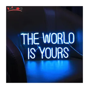 Free Design Logotipo Personalizado Led Light Neon Sign Personalizado Nenhum MOQ Dropshipping o mundo é seu sinal de néon