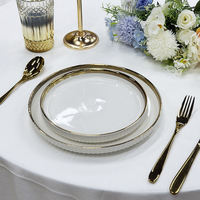 Porseleinen dinerbord met gouden rand, voedselveilig, luxe klassiek dessert-/fruit-/voorgerechtbord voor thuis, brunch servies