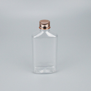 <b>Flat</b> Glass Bottles Rectangle Transparent <b>Screw</b> Cap Beverage Packaging 50ml 100ml - Product Image 3