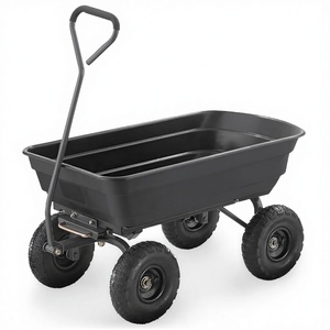 Quick-Release 4 Cu Ft Tub 600lb Haul Capacity Black Heavy-Duty Powder-Coated Steel Utility <strong>Wagon</strong> Garden <strong>Dump</strong> <strong>Cart</strong> OEM Garden - Product Image 1