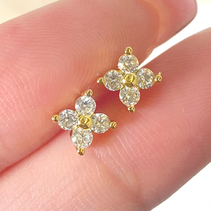 Cute Korean <b>Earrings</b> Custom Fashion Gold Plated Opal Zircon Flower <b>Earrings</b> for Women - Product Image 2
